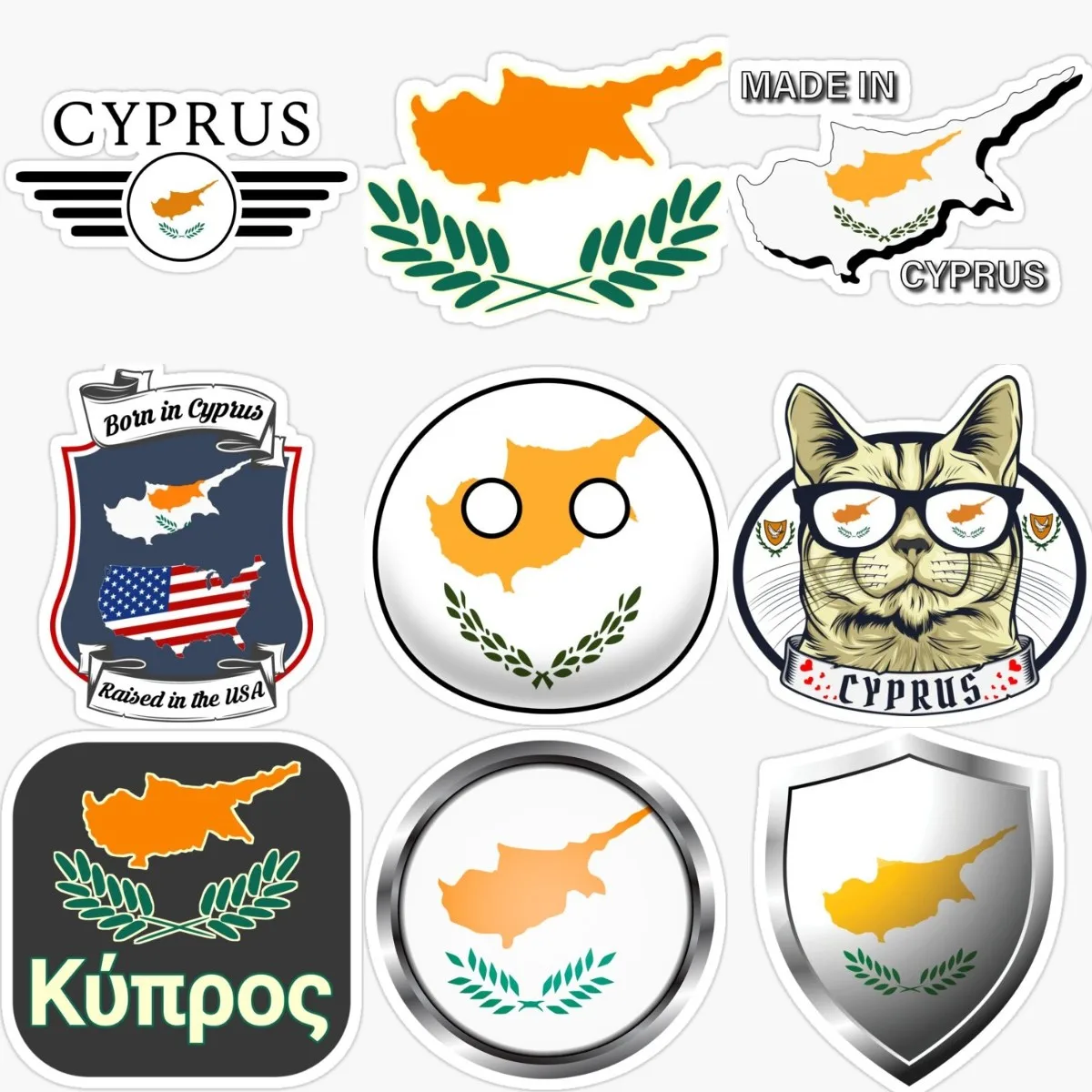 Car Accessories Cyprus - Kreatywne naklejki wodoodporne z mapą flagi