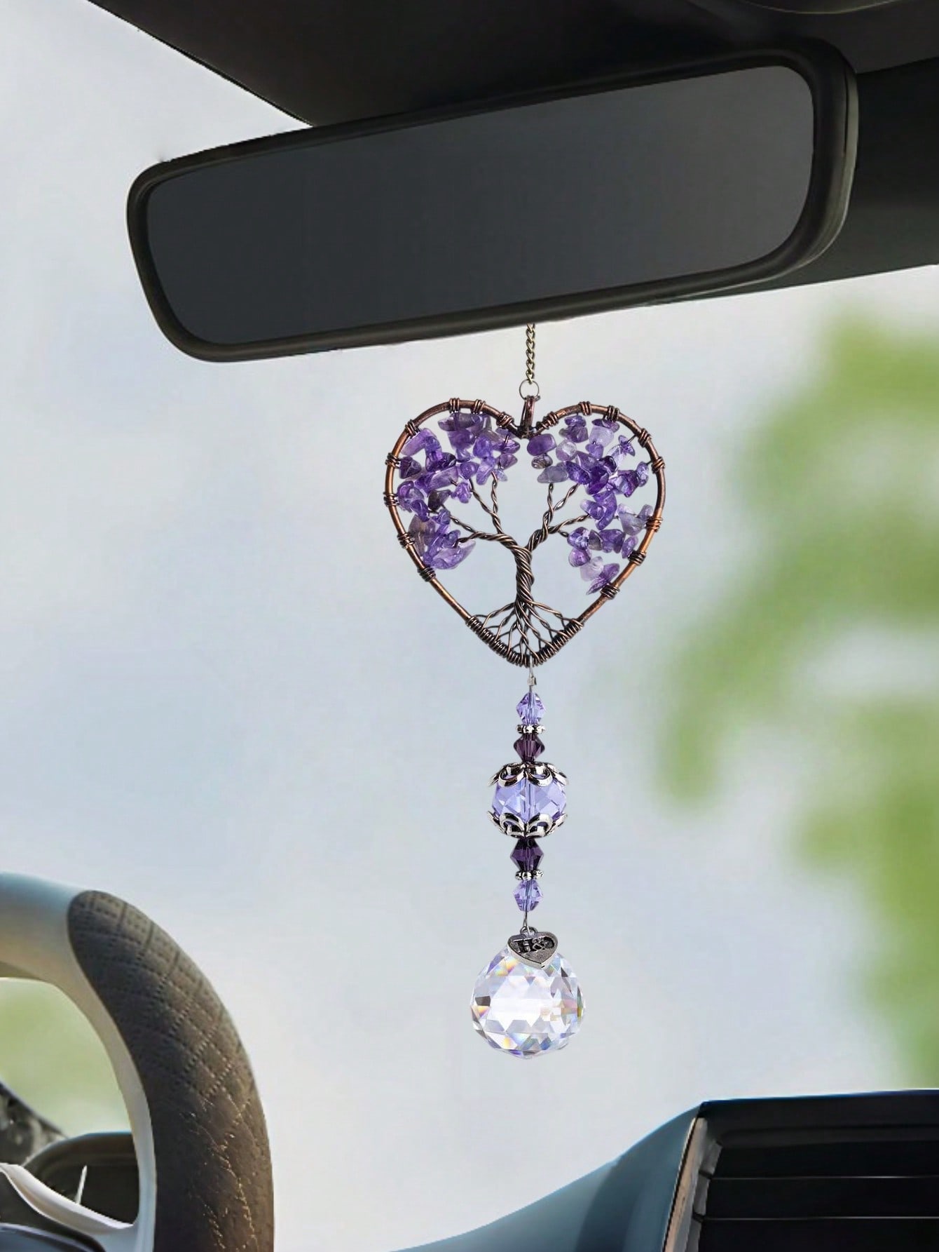 Car Accessories Evil Eye - Ozdoba samochodowa Drzewo Życia z ametystem