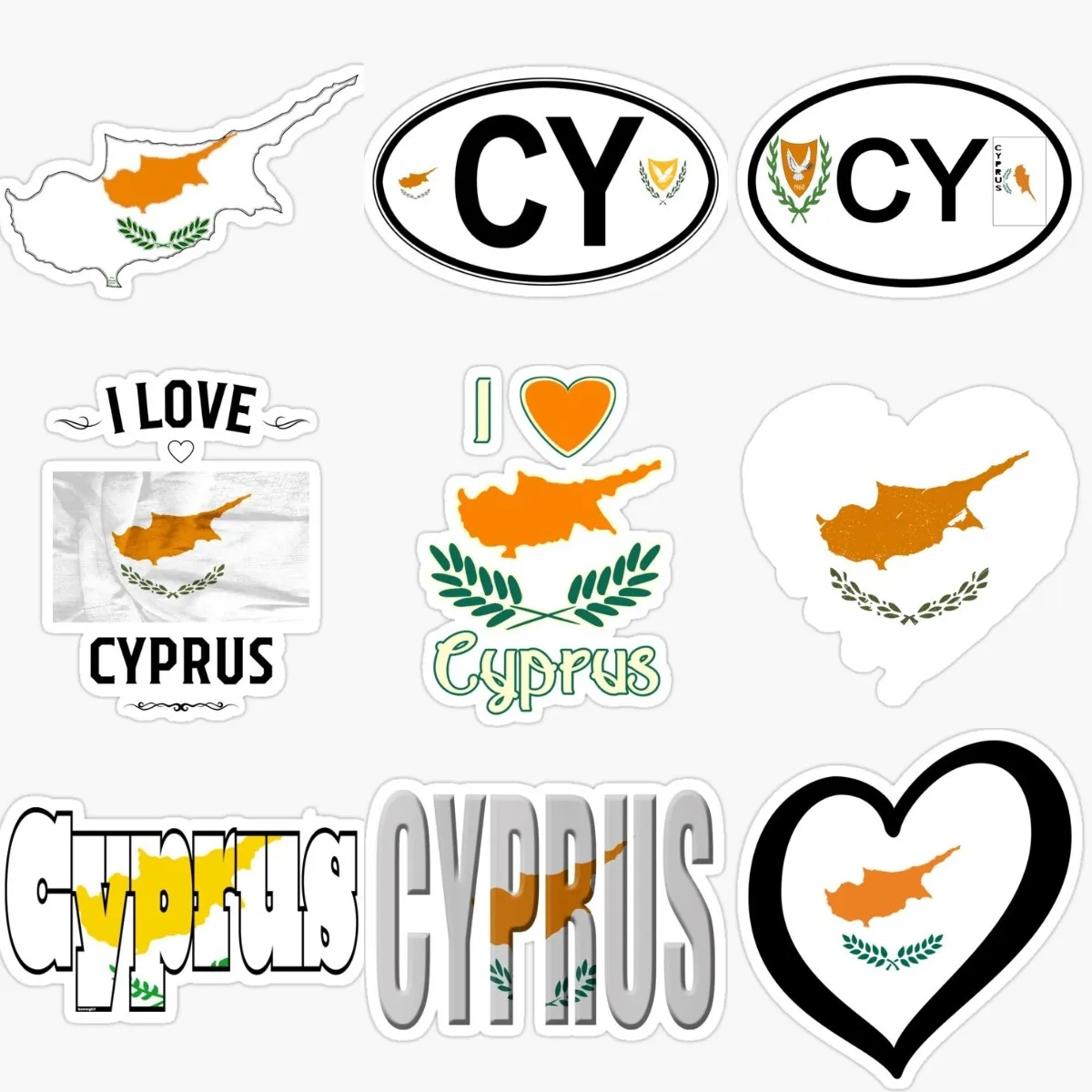 Car Accessories Cyprus - Kreatywne naklejki wodoodporne z mapą Cypru