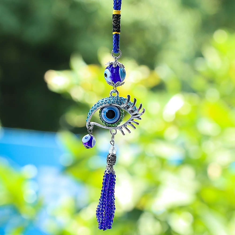 Car Accessories Evil Eye - 1 sztuka niebieskiej, uroczej zawieszki do