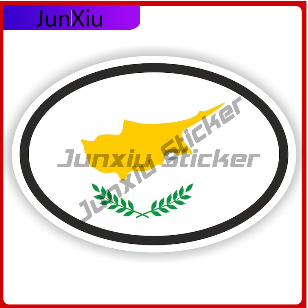 Car Accessories Cyprus - Cypr Flaga Owalna Naklejka Wodoodporna Naklejki