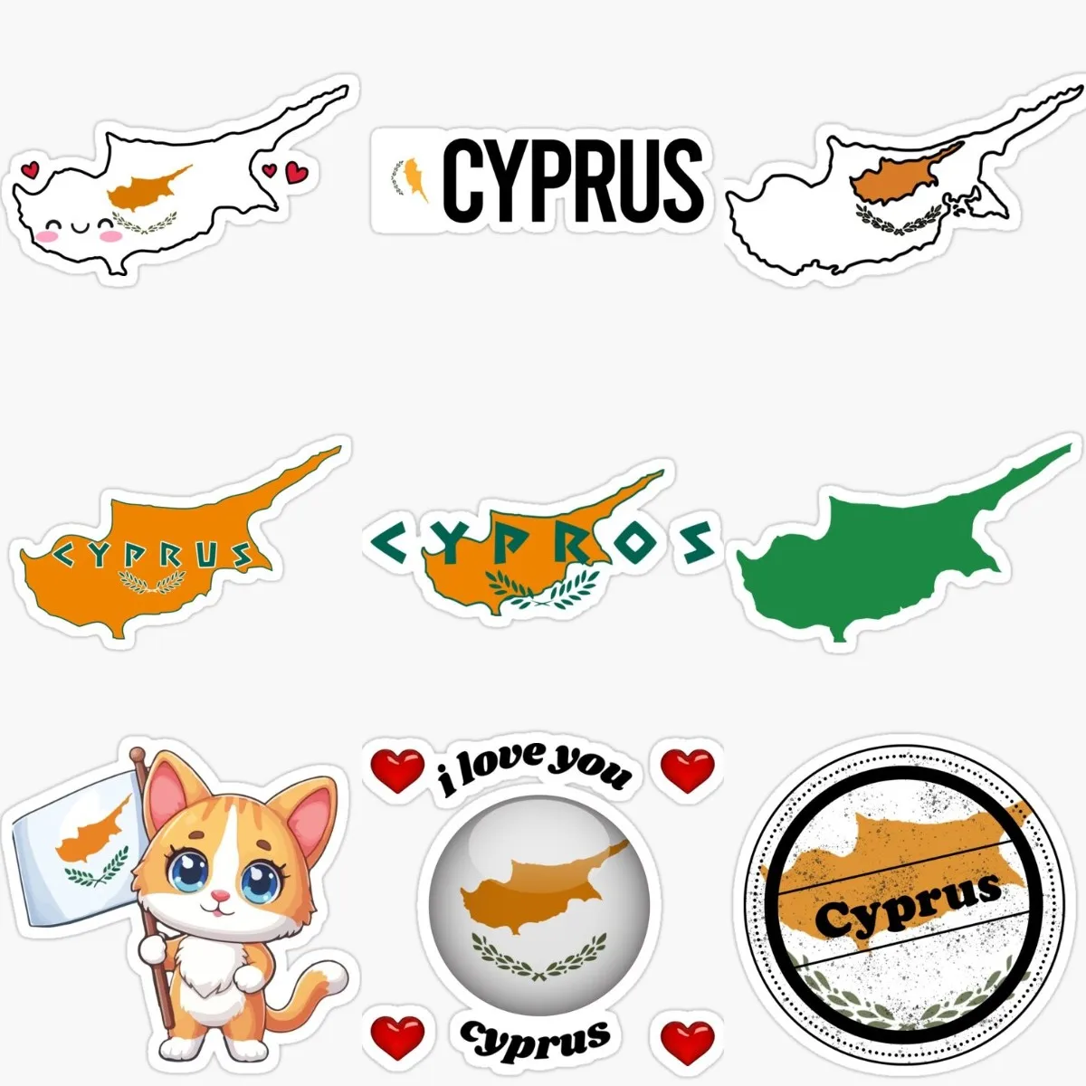 Car Accessories Cyprus - Kreatywne naklejki wodoodporne z mapą Cypru,